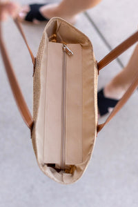 Zipper Bucket Bag - Cream and Tan