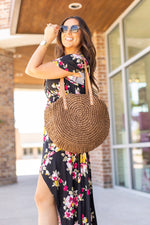 Load image into Gallery viewer, Soft Wicker Bag - Brown Circle
