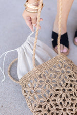 Load image into Gallery viewer, Floral Cinch Bag - Cream
