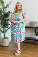 Load image into Gallery viewer, Tinley Dress - Aqua and Pink Floral
