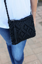Load image into Gallery viewer, Crochet Zipper Bag - Black
