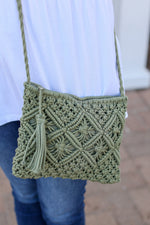 Load image into Gallery viewer, Crochet Zipper Bag - Olive
