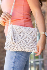 Load image into Gallery viewer, Crochet Zipper Bag - Cream
