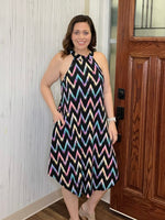 Load image into Gallery viewer, Leisure Chevron Dress in Black
