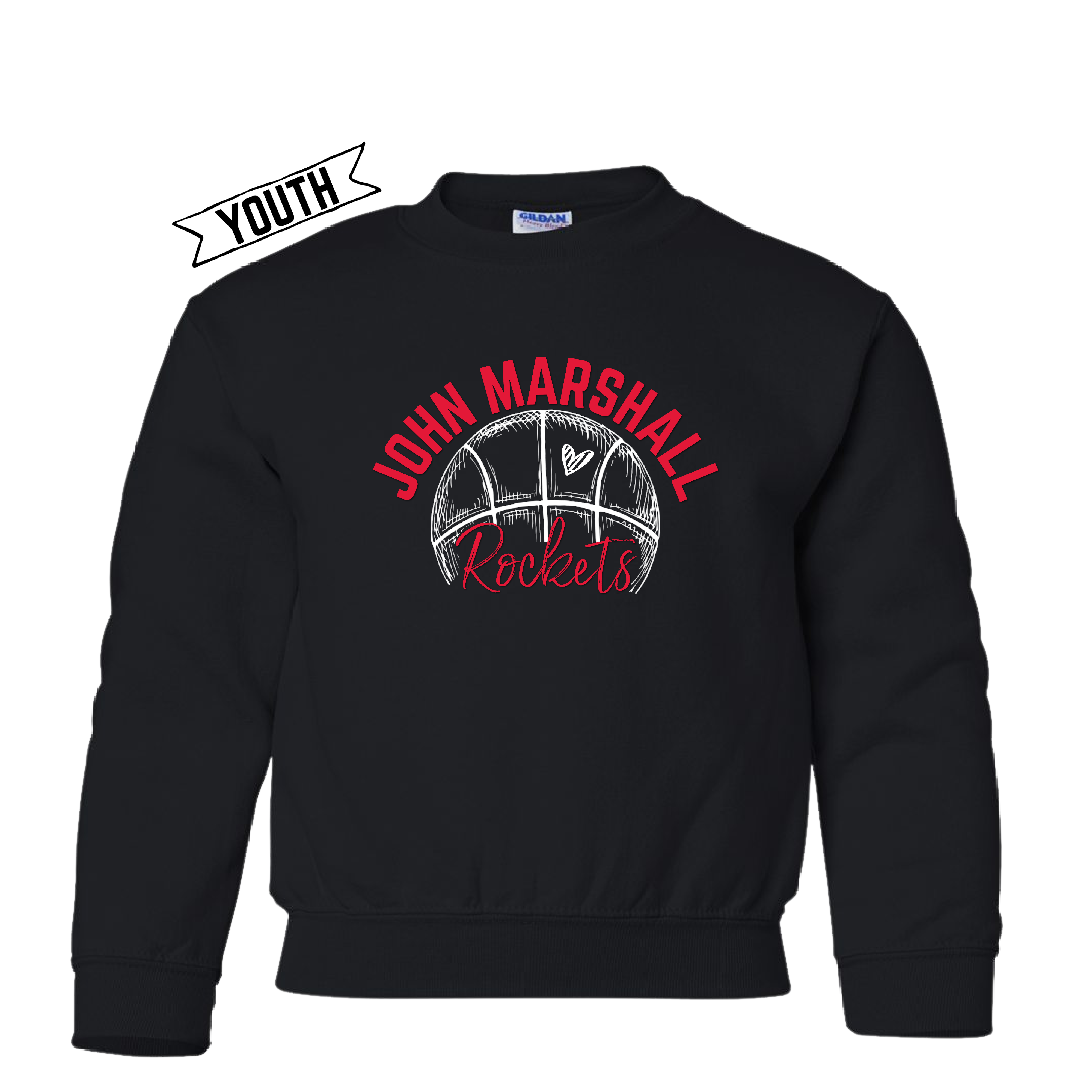 John Marshall Rockets Basketball YOUTH  Tee/Crew Neck/ Hoodie