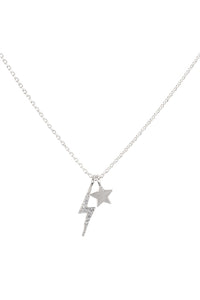 Star And Lightning Necklace In Silver