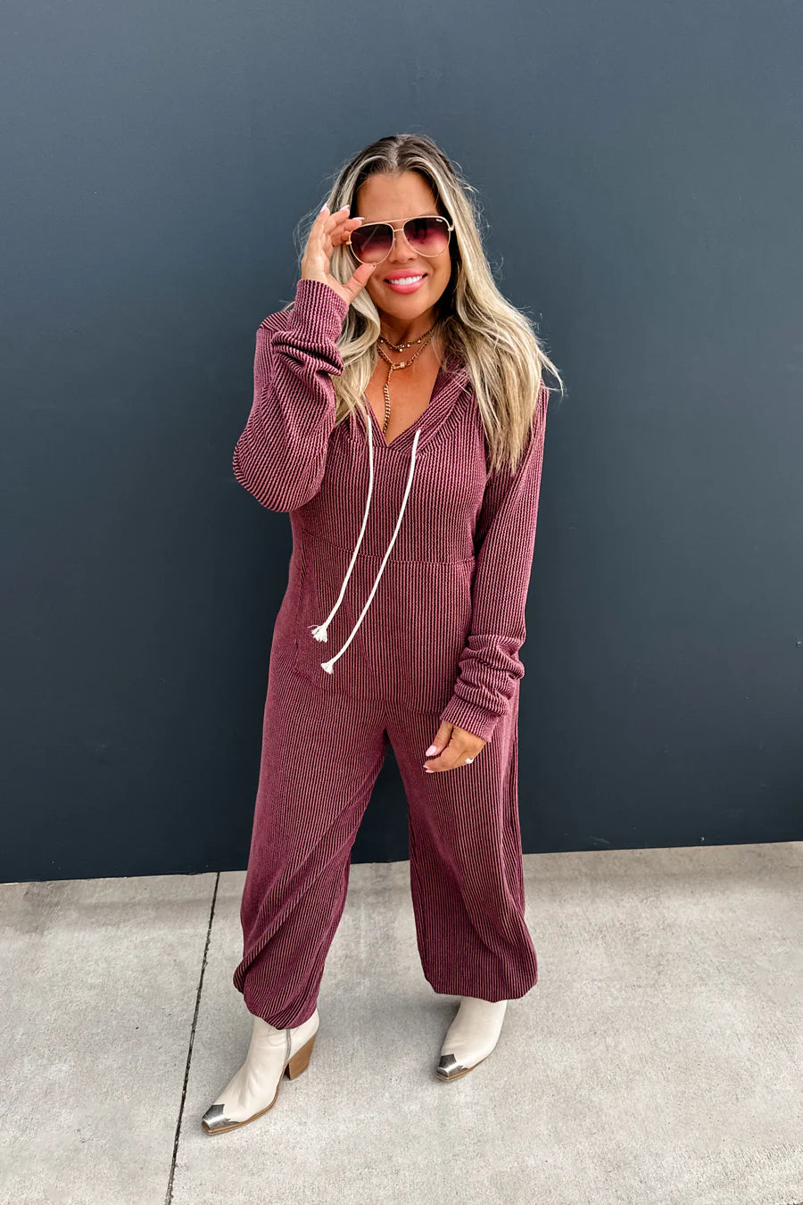 Ribbed Hayden Hooded Jumpsuit