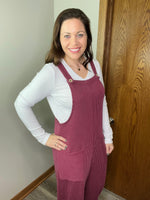 Load image into Gallery viewer, Cora Overalls Burgundy
