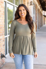 Load image into Gallery viewer, Long Sleeve Sarah Ruffle - Olive
