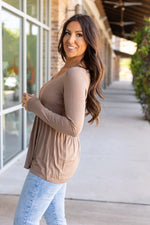 Load image into Gallery viewer, Long Sleeve Sarah Ruffle - Mocha
