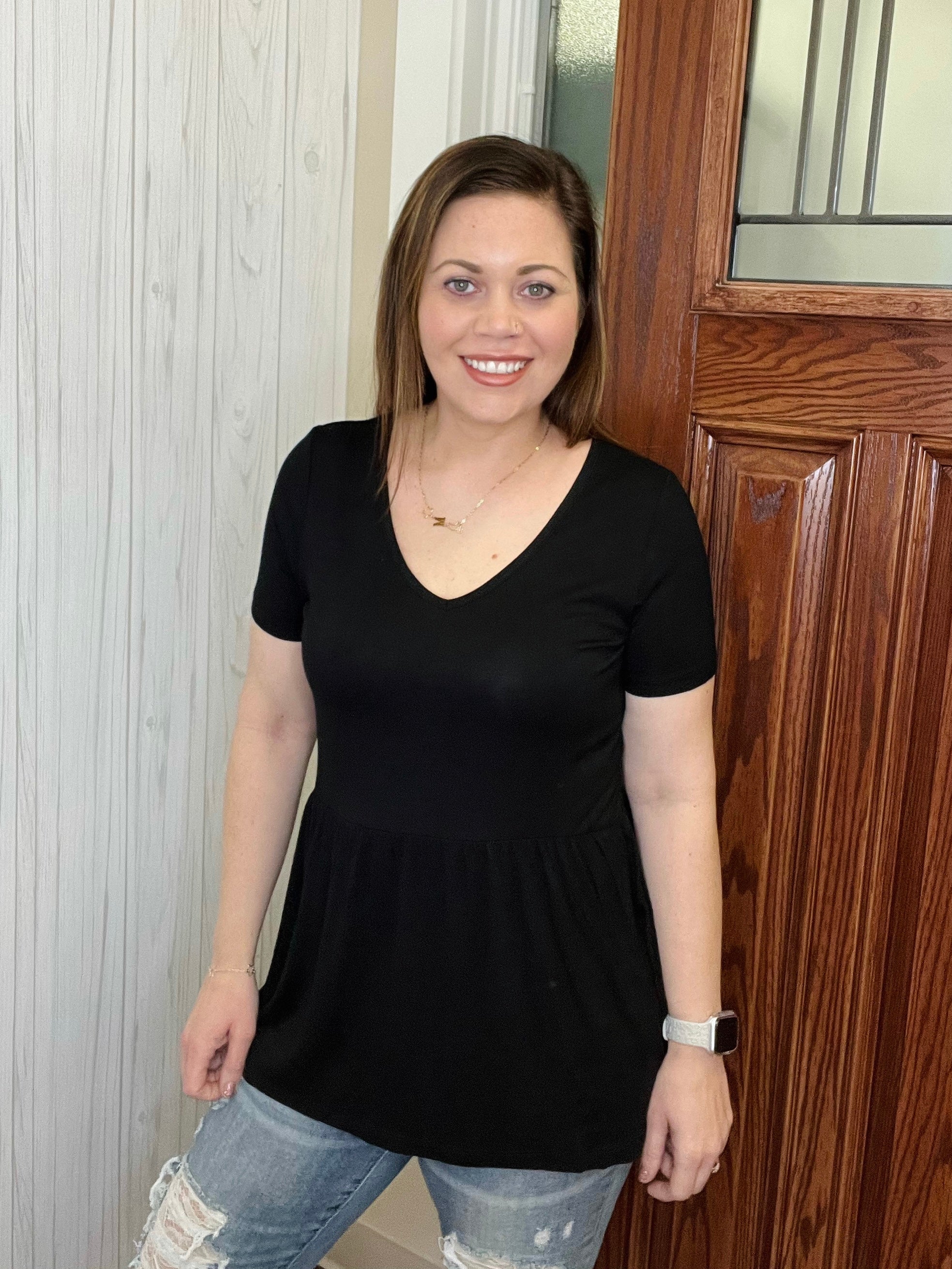 Sarah Ruffle Top - Black