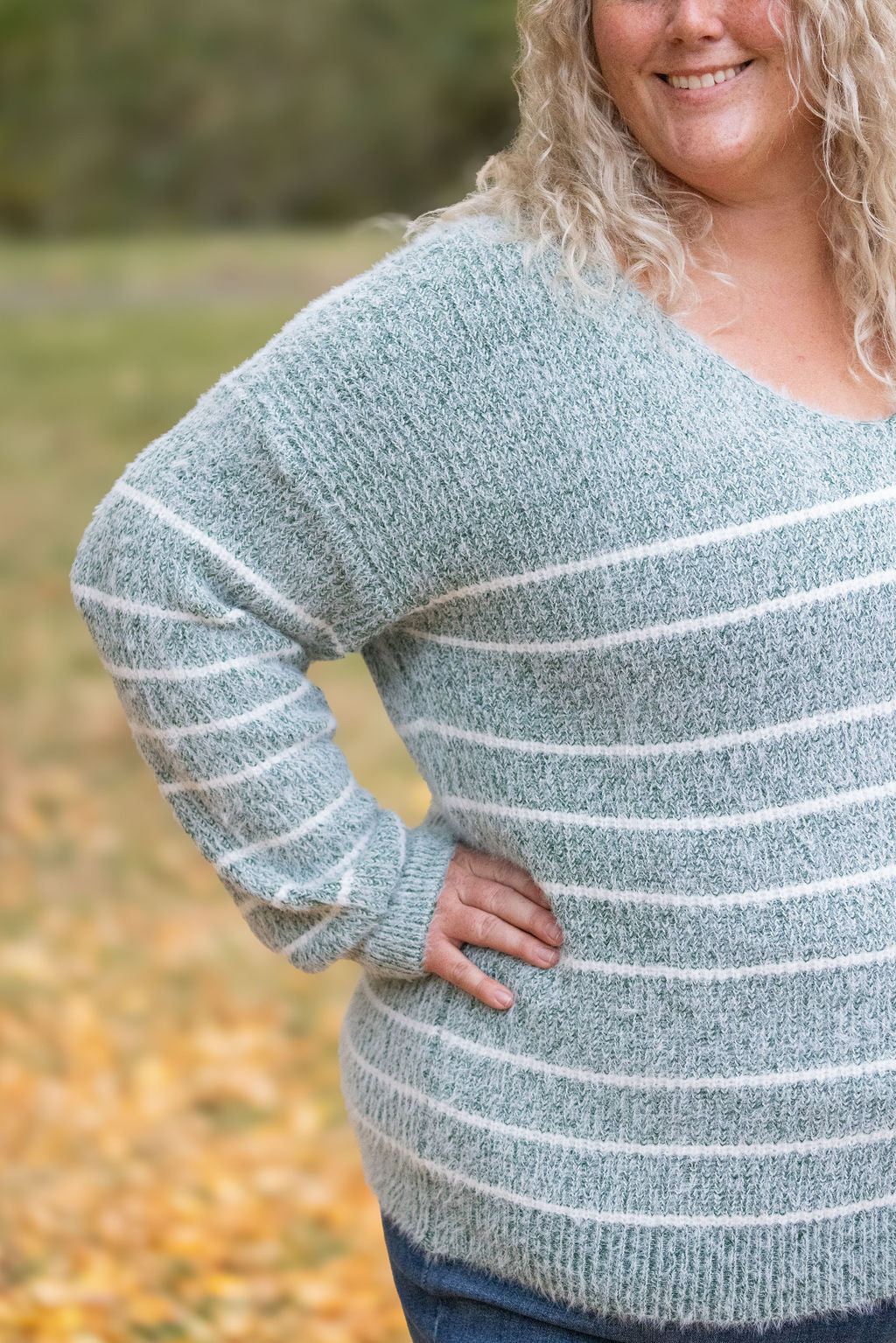 Cozy Striped Sweater - Green