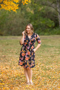 Taylor Dress - Black Fall Floral Mix