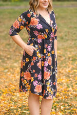 Load image into Gallery viewer, Taylor Dress - Black Fall Floral Mix
