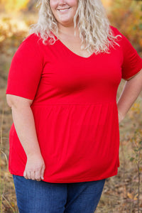 Sarah Ruffle Short Sleeve - Red