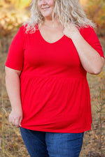 Load image into Gallery viewer, Sarah Ruffle Short Sleeve - Red
