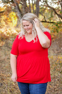 Sarah Ruffle Short Sleeve - Red