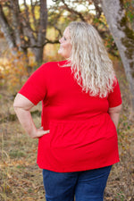 Load image into Gallery viewer, Sarah Ruffle Short Sleeve - Red
