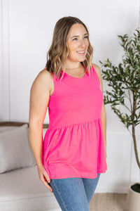 Renee Ruffle Tank - Neon Pink