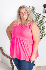 Load image into Gallery viewer, Renee Ruffle Tank - Neon Pink
