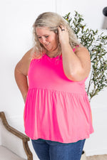 Load image into Gallery viewer, Renee Ruffle Tank - Neon Pink
