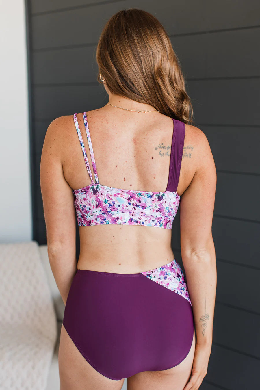 Near To Paradise Swim—Plum Floral (Top & Bottoms Sold Separately)