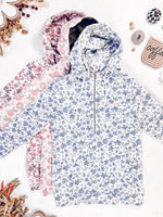 Load image into Gallery viewer, HalfZip Hoodie - Boho Fall Floral and Olive
