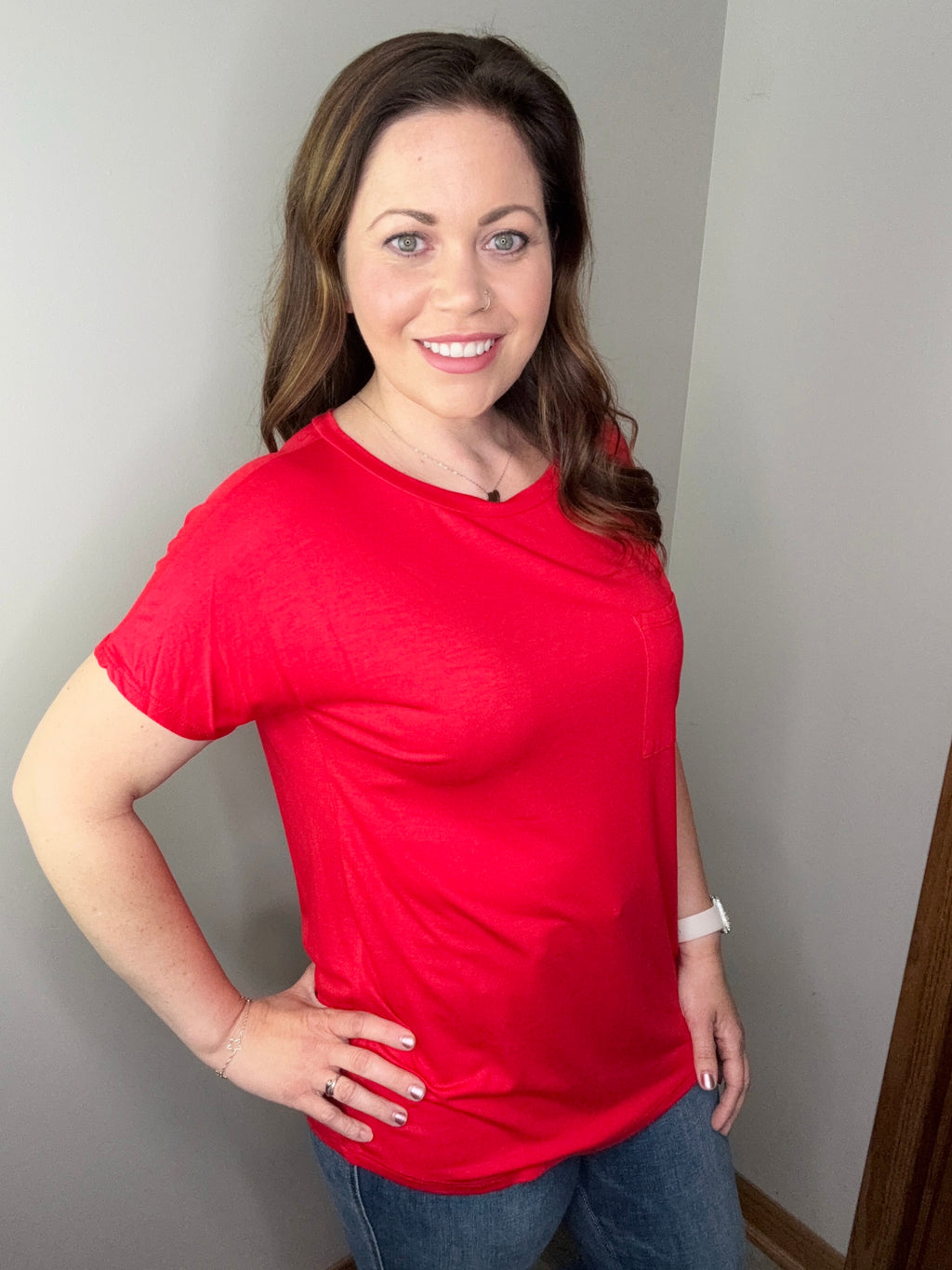 The Easy Pocket Tee In Red FINAL SALE