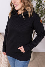 Load image into Gallery viewer, Tatum Textured Pullover Hoodie - Black
