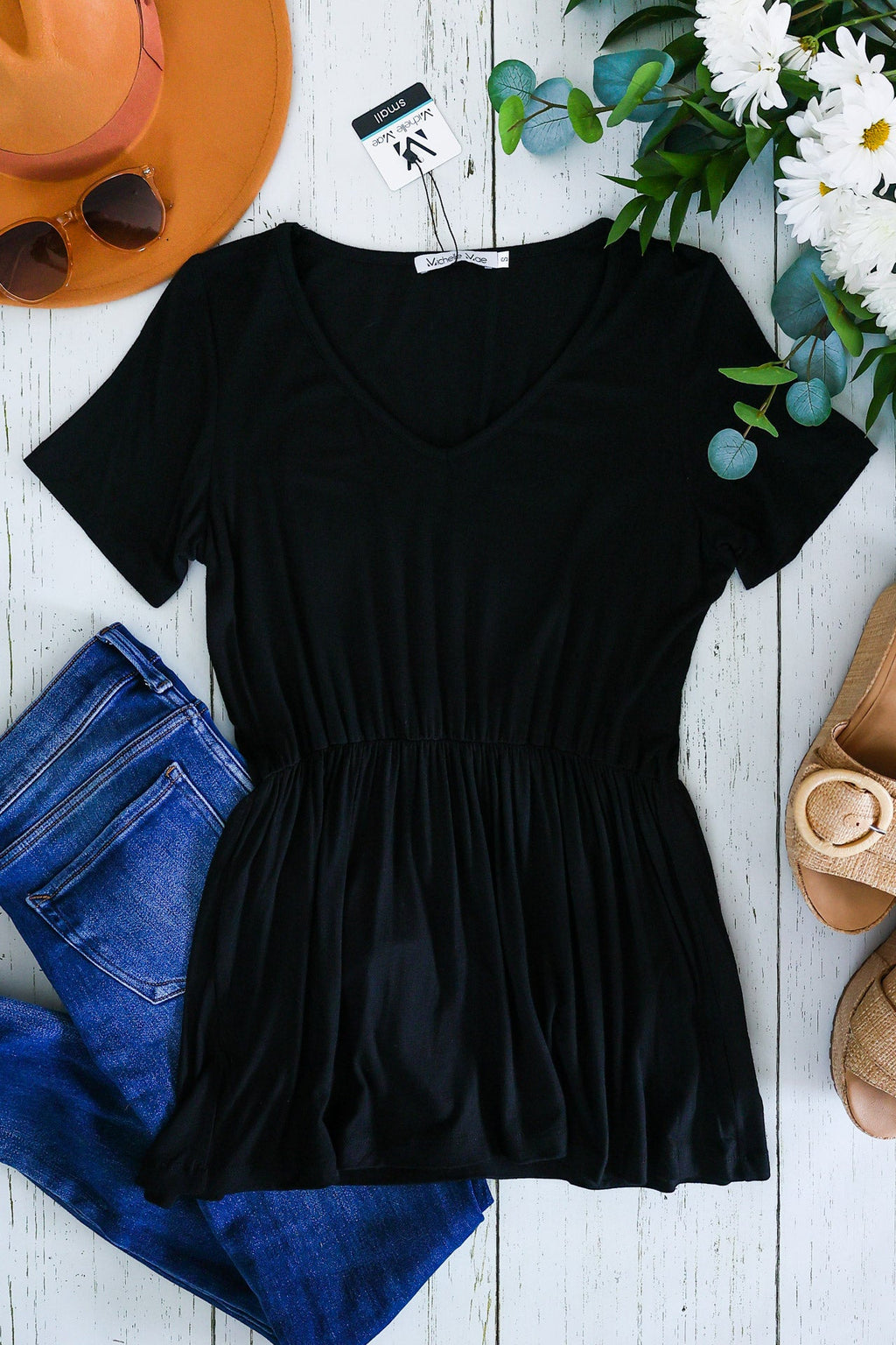 Sarah Ruffle Top - Black