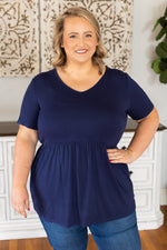 Load image into Gallery viewer, Sarah Ruffle Top - Navy
