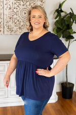 Load image into Gallery viewer, Sarah Ruffle Top - Navy

