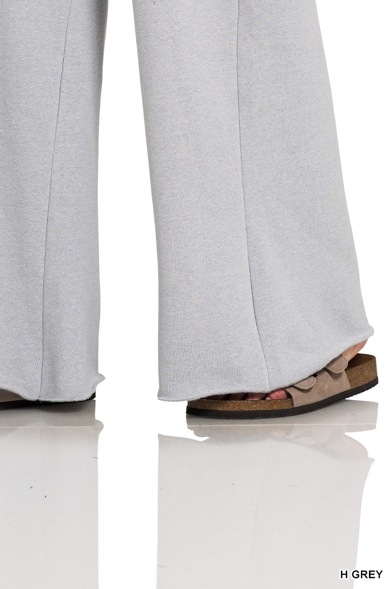 Wide Leg Fleece Sweatpants in Heather Gray