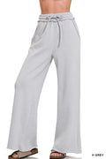 Wide Leg Fleece Sweatpants in Heather Gray