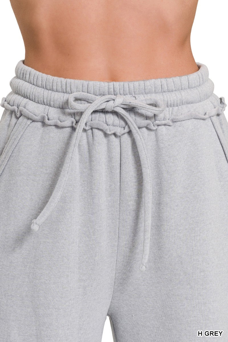 Wide Leg Fleece Sweatpants in Heather Gray