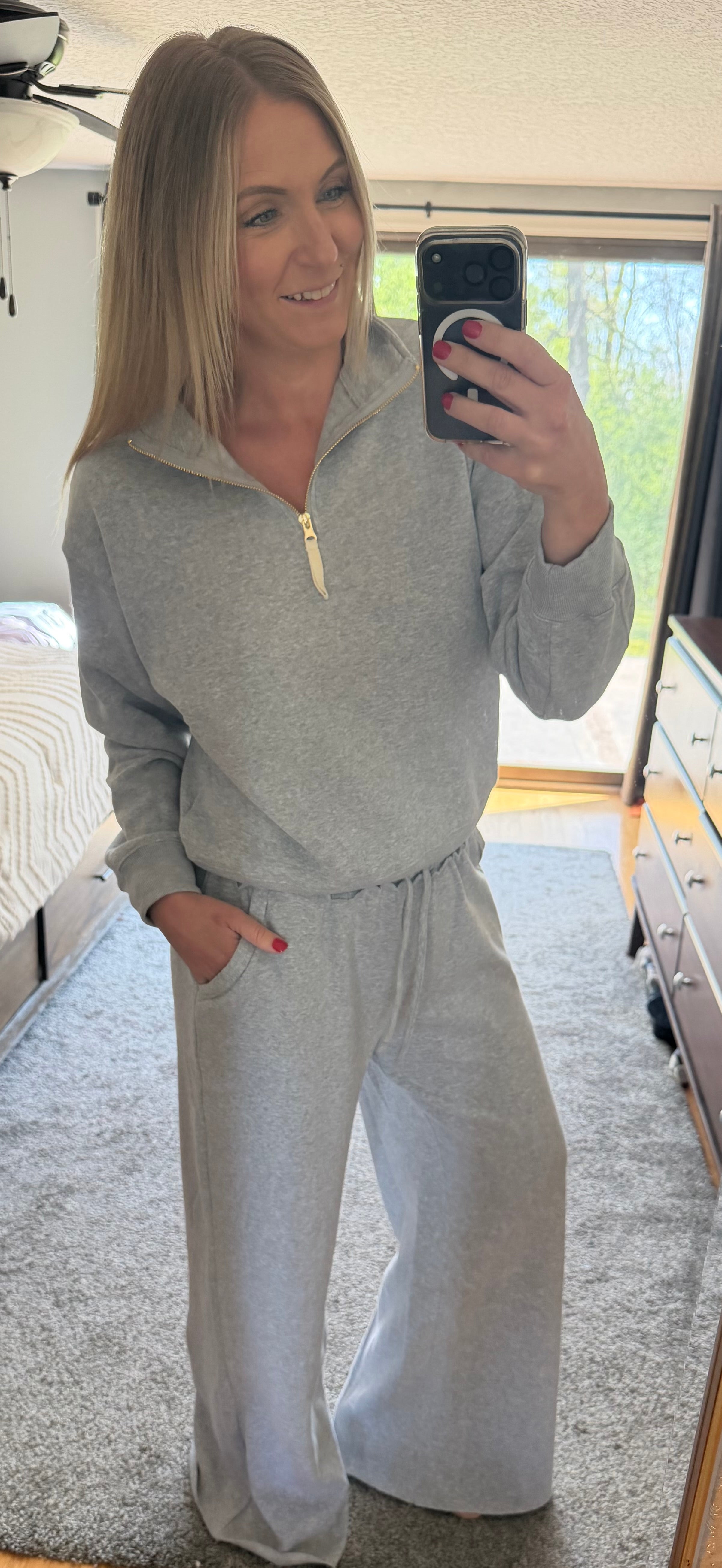 Captain Fleece Half Zip Sweatshirt in Heather Gray