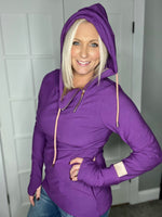 Load image into Gallery viewer, Pink Cement Deep Purple With Rose Gold 1/4 Zip Hoodie
