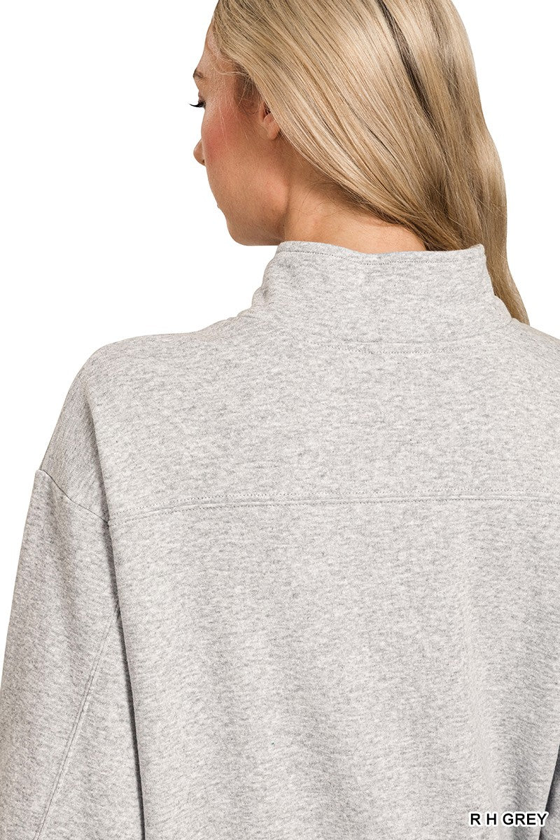 Captain Fleece Half Zip Sweatshirt in Heather Gray