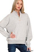 Captain Fleece Half Zip Sweatshirt in Heather Gray