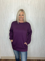 Load image into Gallery viewer, Let&#39;s Lounge Longline Sweater in Dark Plum

