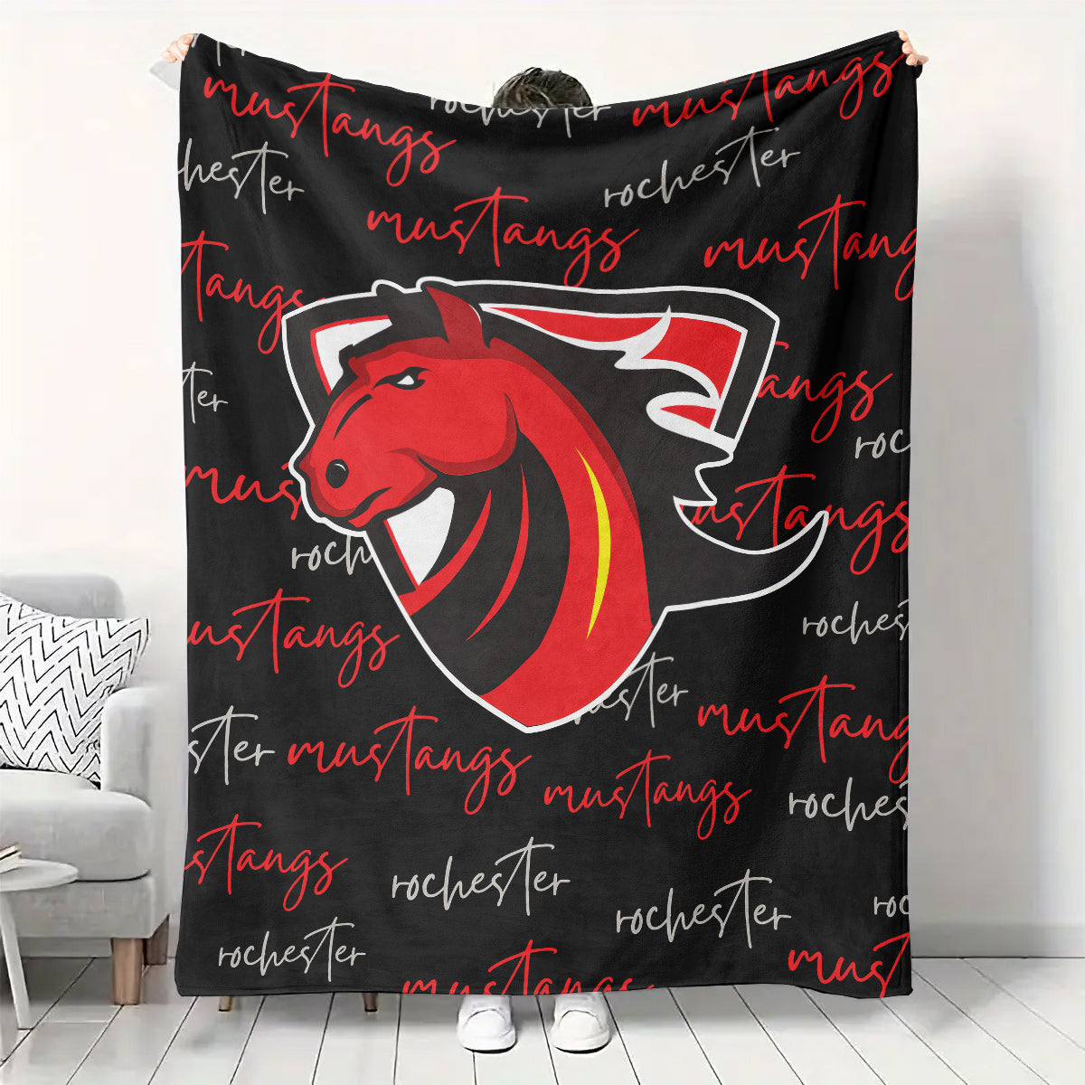 PRE-ORDER Rochester Mustangs Hockey Fleece Blanket
