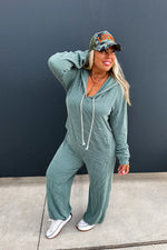 Load image into Gallery viewer, Ribbed Hayden Hooded Jumpsuit
