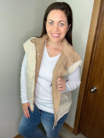 Load image into Gallery viewer, Maddox Reversible Puffer Vest  Tan/Ivory
