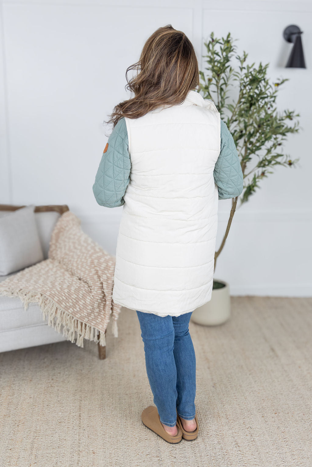 Harlow Long Vest - Cream