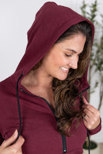 Load image into Gallery viewer, Pixie Pocket Halfzip Hoodie - Burgundy
