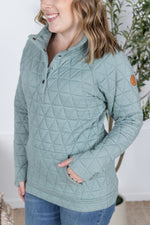 Load image into Gallery viewer, The Geometric Button Snap Pullover in Sage
