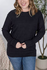 Load image into Gallery viewer, Corrine Ribbed Pullover Top - Black
