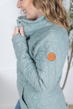 Load image into Gallery viewer, The Geometric Button Snap Pullover in Sage
