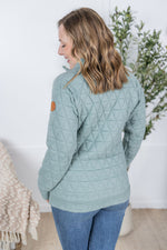 Load image into Gallery viewer, The Geometric Button Snap Pullover in Sage
