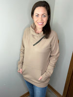 Load image into Gallery viewer, Classic Zoey ZipCowl Sweatshirt - Mocha
